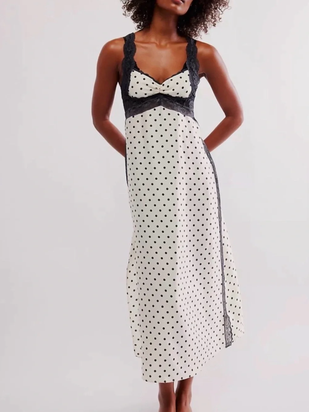 Free People Just Dreamy Black and White Polka Dot Maxi Dress XS